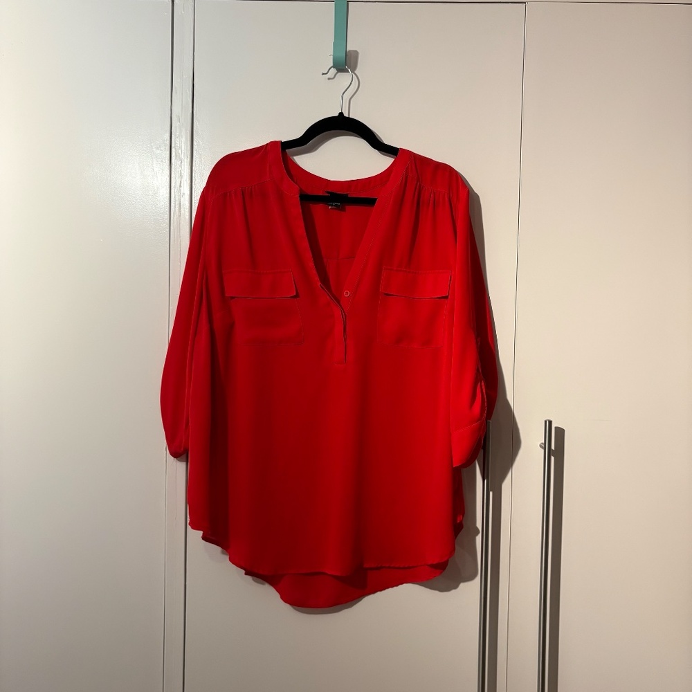 Torrid, Harper 3/4 Sleeve Pullover Blouse, Red, Plus Size 2 (18/20/2X)
